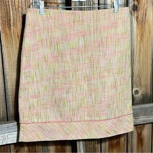Sigrid Olsen skirt 100% cotton tweed pink green lined 8 NWOT FIRM on PRICE
